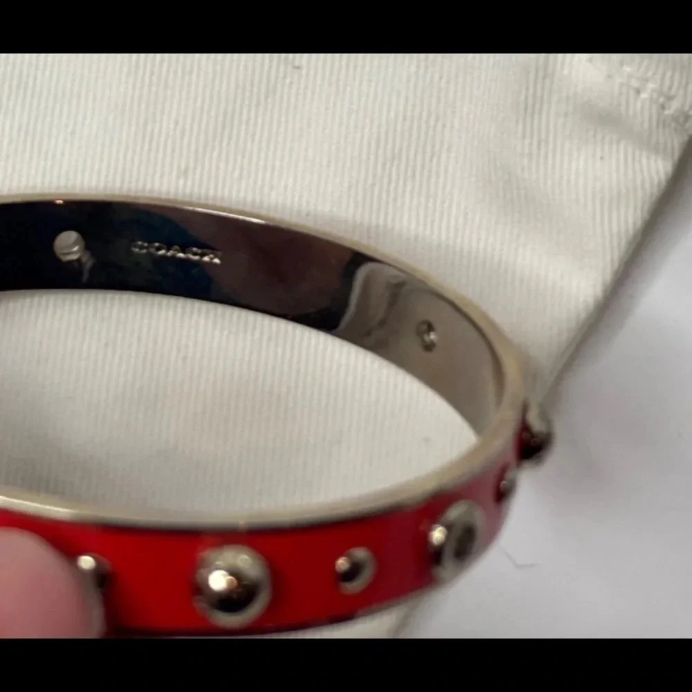COACH Vintage Y2K Coral Studded Metal Bangle Bracelet
